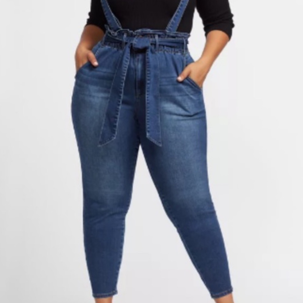 Fashion to figure suspender jeans in size 14 NWT